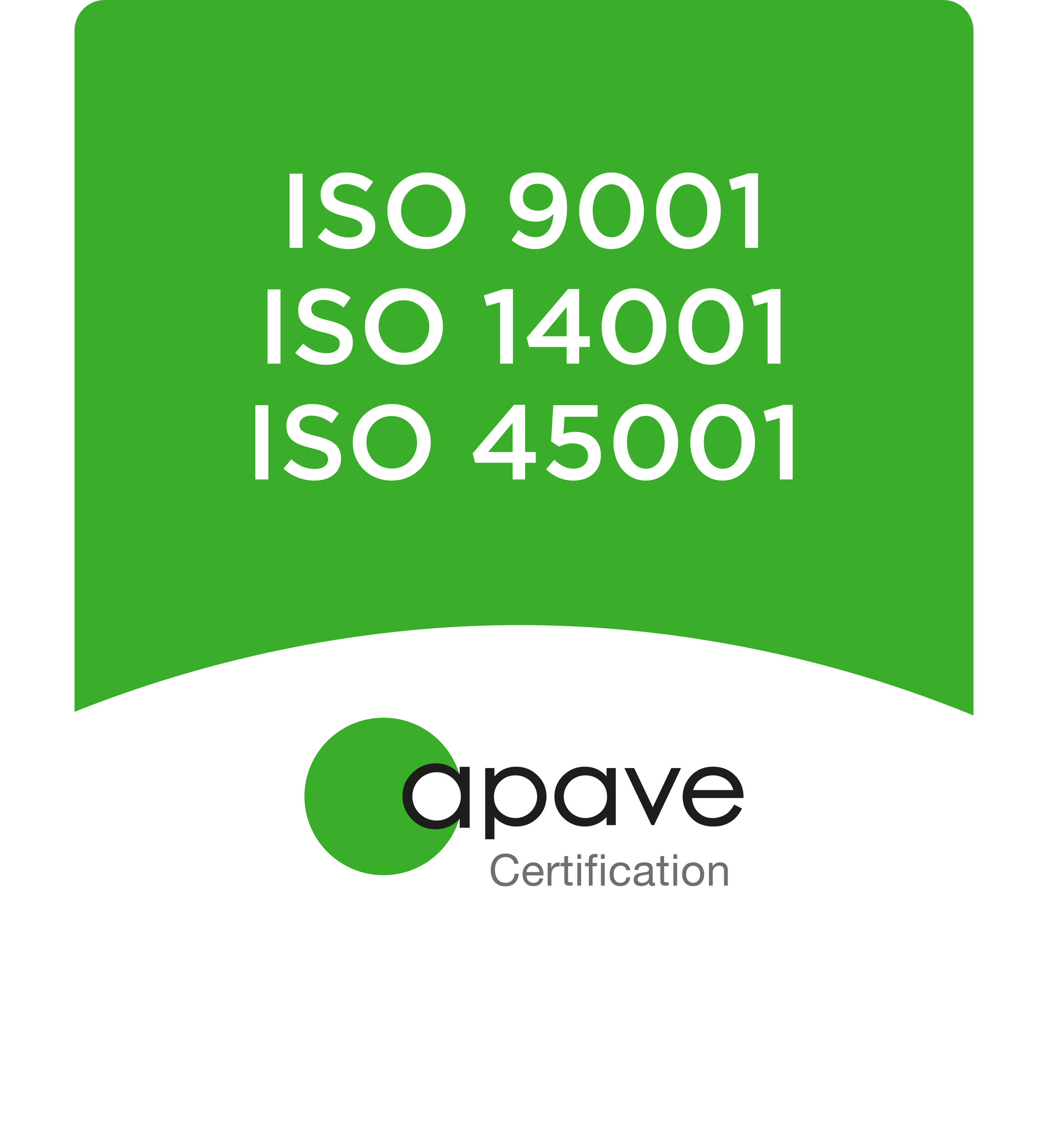 Triple certification QSE - ISO 9001, ISO 14001, ISO 45001 - Apave Certification